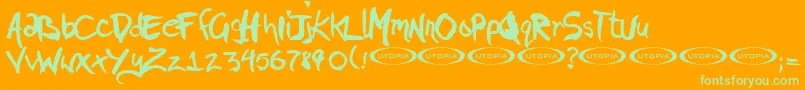 Czcionka PIGAE    – zielone czcionki na pomarańczowym tle