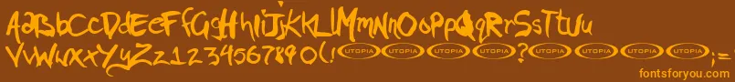 Weitere Informationen zur PIGAE -Schriftart PIGAE -Schriftart – Orangefarbene Schriften auf braunem Hintergrund