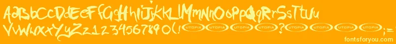 PIGAE   -fontti – keltaiset fontit oranssilla taustalla