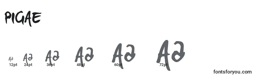 Размеры шрифта PIGAE    (136874)
