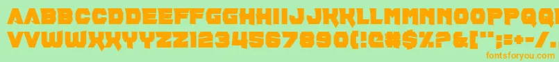 Pill Anthropic-Schriftart – Orangefarbene Schriften auf grünem Hintergrund