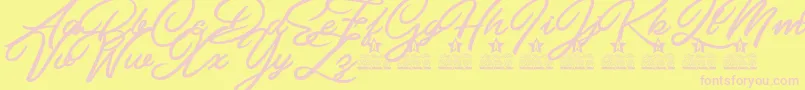 Pilsen Extra Personal Use-Schriftart – Rosa Schriften auf gelbem Hintergrund