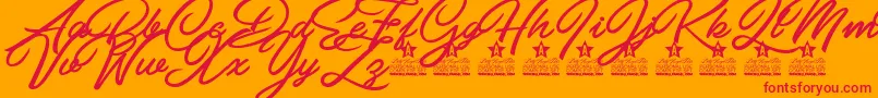 Pilsen Extra Personal Use-Schriftart – Rote Schriften auf orangefarbenem Hintergrund