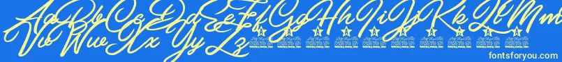 Pilsen Extra Personal Use Font – Yellow Fonts on Blue Background