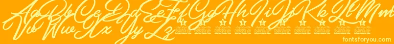 Pilsen Extra Personal Use-Schriftart – Gelbe Schriften auf orangefarbenem Hintergrund