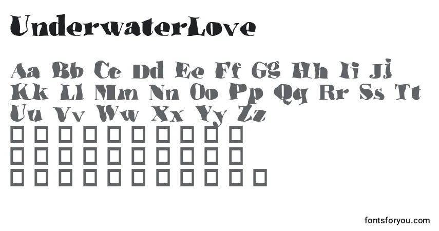 Шрифт UnderwaterLove – алфавит, цифры, специальные символы