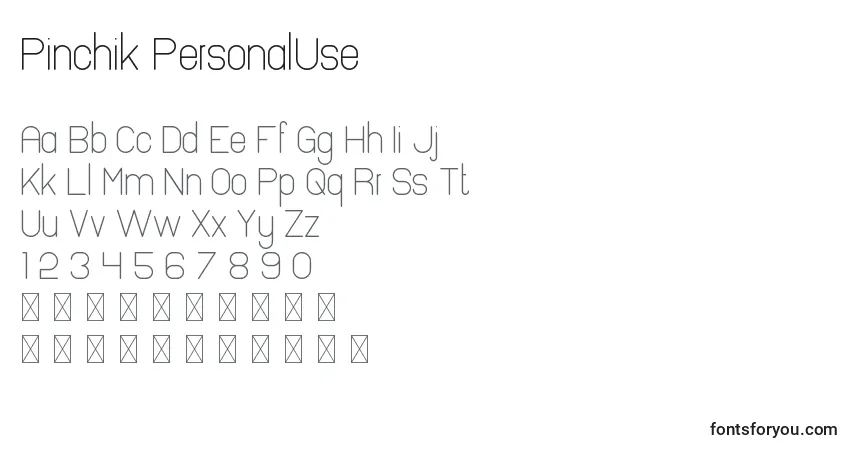 Шрифт Pinchik PersonalUse – алфавит, цифры, специальные символы