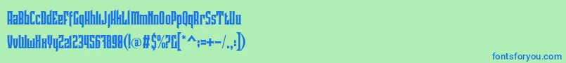 Pindunk Personal Use-Schriftart – Blaue Schriften auf grünem Hintergrund