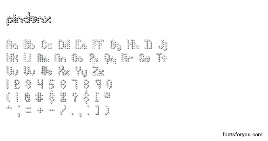 A fonte Pindwnx (136885) – alfabeto, números, caracteres especiais
