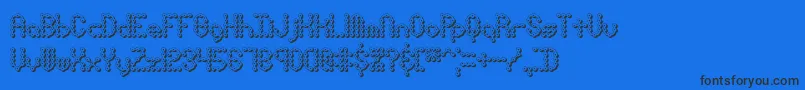 pindwnx-Schriftart – Schwarze Schriften auf blauem Hintergrund