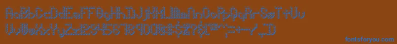 pindwnx-Schriftart – Blaue Schriften auf braunem Hintergrund