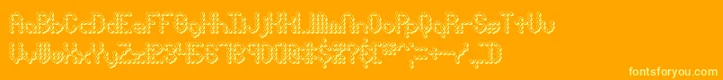 pindwnx-Schriftart – Gelbe Schriften auf orangefarbenem Hintergrund