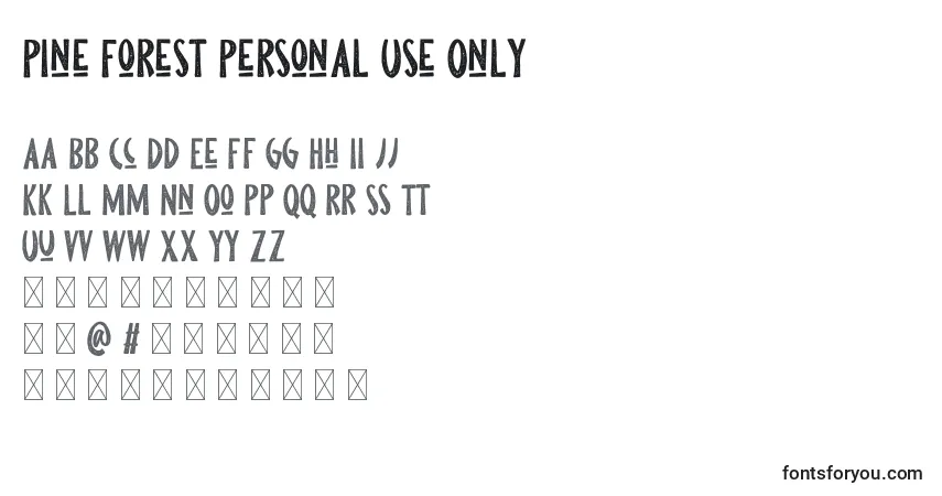 Pine Forest Personal Use Only-fontti – aakkoset, numerot, erikoismerkit