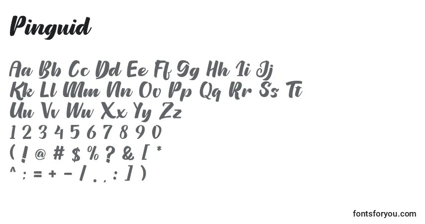 A fonte Pinguid – alfabeto, números, caracteres especiais