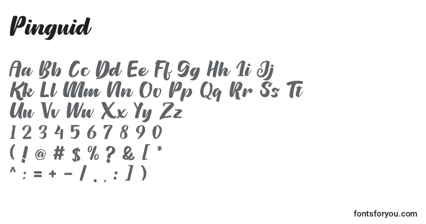 A fonte Pinguid (136892) – alfabeto, números, caracteres especiais