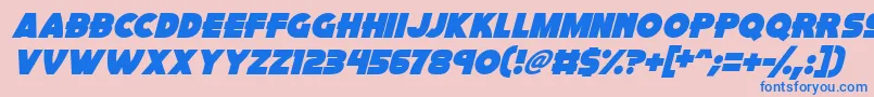 Pink Rocket Italic Font – Blue Fonts on Pink Background