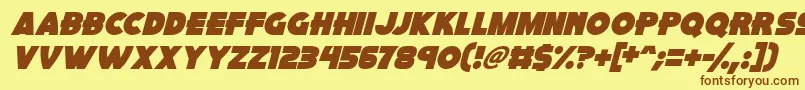 Fonte Pink Rocket Italic – fontes marrons em um fundo amarelo