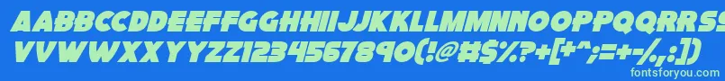 Fonte Pink Rocket Italic – fontes verdes em um fundo azul