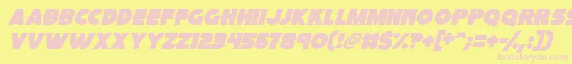 Fonte Pink Rocket Italic – fontes rosa em um fundo amarelo