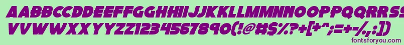 Pink Rocket Italic-fontti – violetit fontit vihreällä taustalla