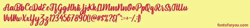 フォントPintgram Italic – 赤い文字の黄色い背景