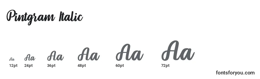 Размеры шрифта Pintgram Italic