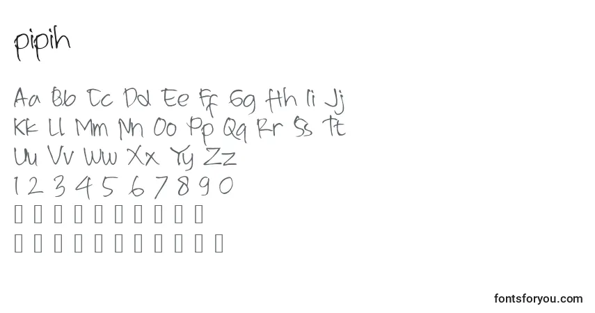 A fonte Pipih – alfabeto, números, caracteres especiais