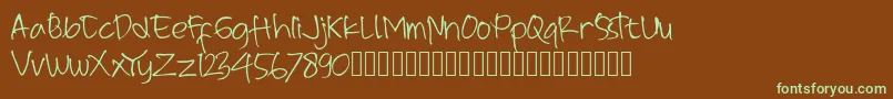 Czcionka pipih – zielone czcionki na brązowym tle