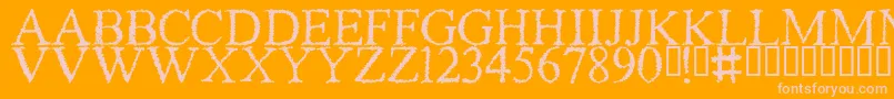 PIRACY-Schriftart – Rosa Schriften auf orangefarbenem Hintergrund