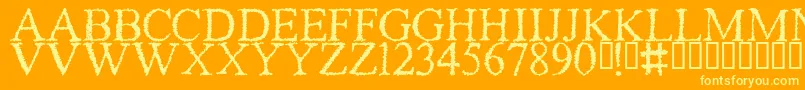 Fonte PIRACY – fontes amarelas em um fundo laranja