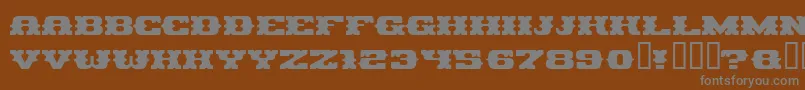 PIRAG   -fontti – harmaat kirjasimet ruskealla taustalla