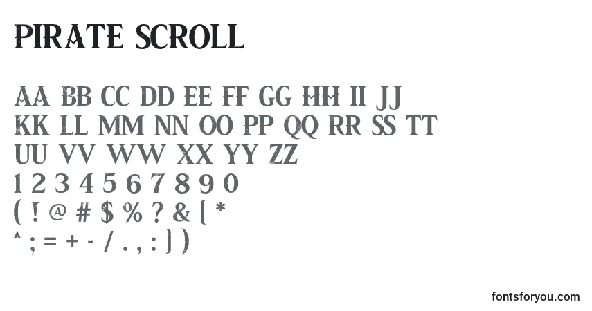A fonte Pirate Scroll – alfabeto, números, caracteres especiais