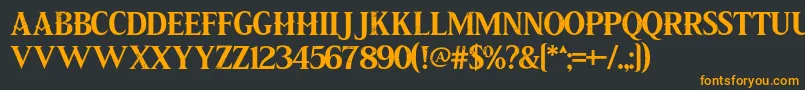Pirate Scroll-Schriftart – Orangefarbene Schriften auf schwarzem Hintergrund