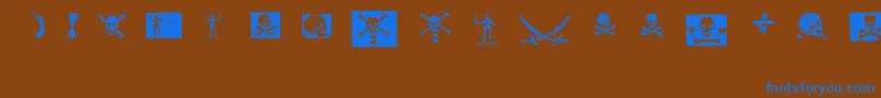 pirates pw-Schriftart – Blaue Schriften auf braunem Hintergrund