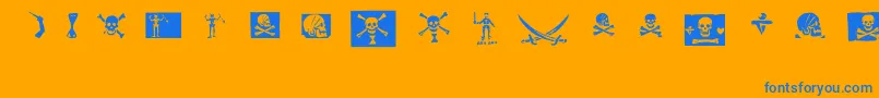 pirates pw Font – Blue Fonts on Orange Background