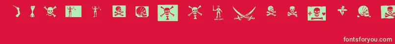 pirates pw Font – Green Fonts on Red Background