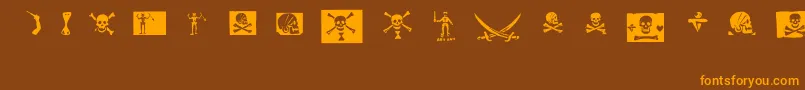 pirates pw-Schriftart – Orangefarbene Schriften auf braunem Hintergrund