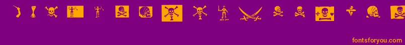 pirates pw-Schriftart – Orangefarbene Schriften auf violettem Hintergrund