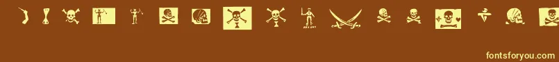 pirates pw Font – Yellow Fonts on Brown Background