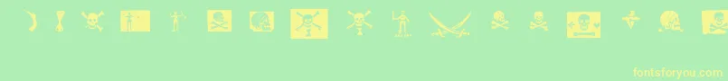 フォントpirates pw – 黄色の文字が緑の背景にあります