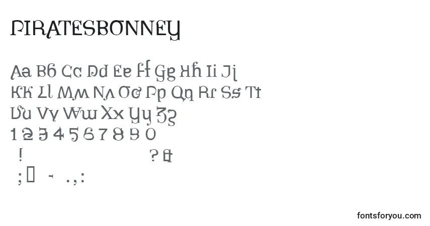 Fuente PIRATESBONNEY (136913) - alfabeto, números, caracteres especiales