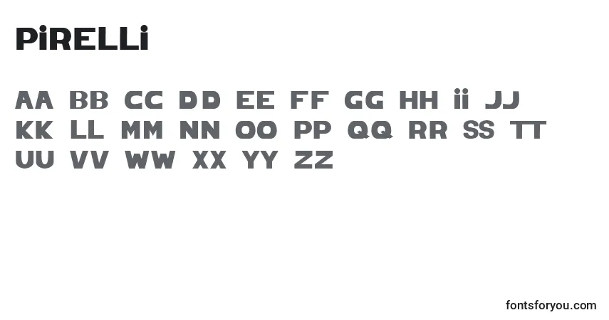 Шрифт Pirelli – алфавит, цифры, специальные символы