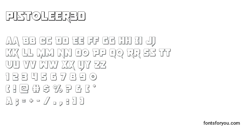 Schriftart Pistoleer3d – Alphabet, Zahlen, spezielle Symbole