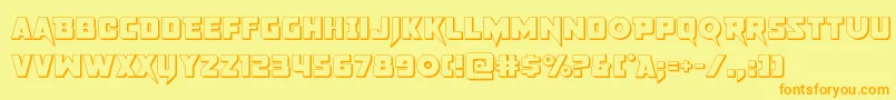pistoleer3d-Schriftart – Orangefarbene Schriften auf gelbem Hintergrund