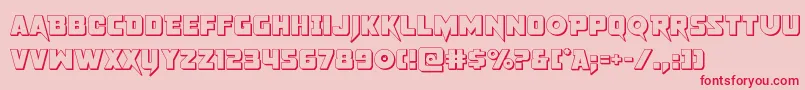 pistoleer3d-Schriftart – Rote Schriften auf rosa Hintergrund