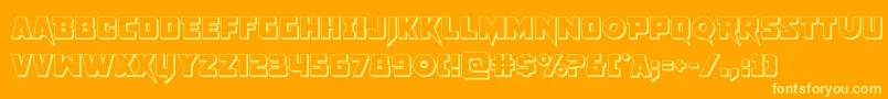 フォントpistoleer3d – オレンジの背景に黄色の文字