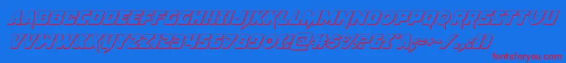 pistoleer3dsuperital-Schriftart – Rote Schriften auf blauem Hintergrund