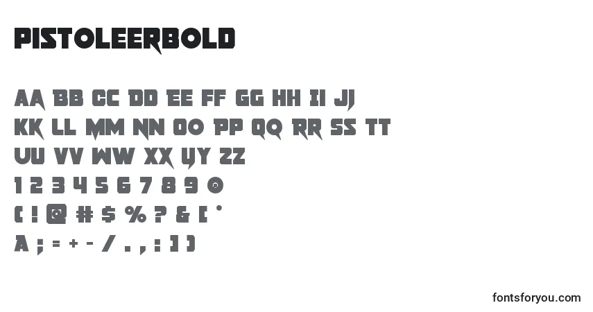 A fonte Pistoleerbold – alfabeto, números, caracteres especiais