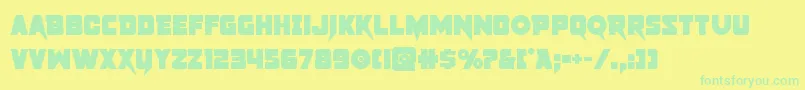 pistoleerbold-Schriftart – Grüne Schriften auf gelbem Hintergrund