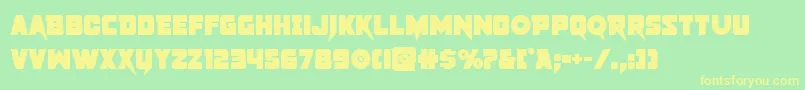 フォントpistoleerbold – 黄色の文字が緑の背景にあります